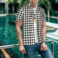 thumbnail image 6 of KLL Houndstooth Black And White for Men's Baseball Shirts,Short Sleeve Casual Shirts Button Down Shirt for Men Beach Summer Wedding Shirt-4X-Large, 6 of 7