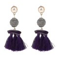 thumbnail image 2 of Behomia Enamel Fringed Tassel Ball Beads Pearl Dangle Stud Earrings Coral----Purple--Product code 62367 Purple, 2 of 5