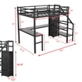thumbnail image 4 of Aukfa Full Size Loft Bed with Desk and Wardrobe, Metal Loft Bed with USB Ports, LED Light and Staircase for Kids Teens - Black, 4 of 8