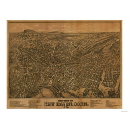 - New Haven, Connecticut - Panoramic Map Print Wall Art By Lantern Press