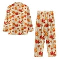 thumbnail image 7 of FOR U DESIGNS Thanksgiving Maple Leaf Womens Nightwear Sets Button Front 2 Piece Size L Long Sleeve Button Up Pajama Set for Women Sleepwear Pants and V-neck Tops, 7 of 7