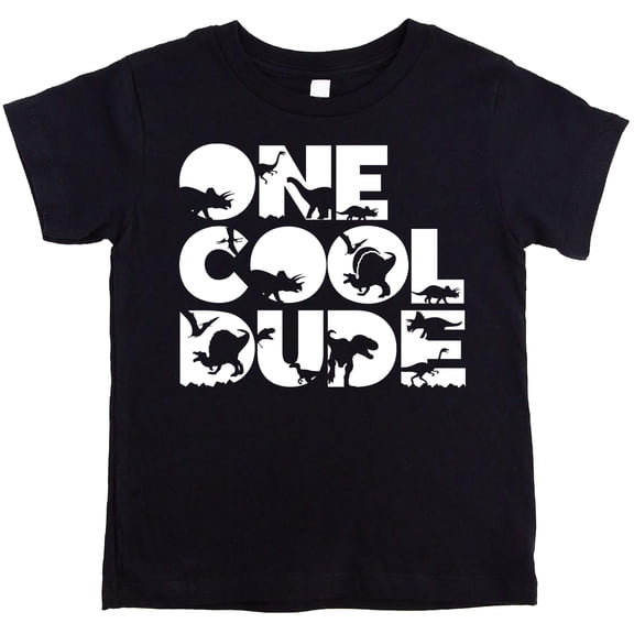 One Cool Dude Dino 1st Birthday Shirt for Baby Boys First Birthday Cake Smash Outfit Black Shirt 12 Months