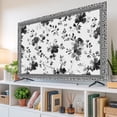 thumbnail image 6 of Indoor TV Cover 50 Inch, Black Floral Elastic Monitor Dust Covers for Television, Desktop Computer Retro Flowers Leaves Farmhouse Greek Key Dustproof Fitted TV Cover for Inside 43.6"L x 24.5"H, 6 of 7