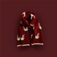 thumbnail image 5 of Bufanda navideña de punto de lana roja versátil con diseño de ciervo y alce, bufandas estampadas con copos de nieve, chal cálido con personalidad para parejas, regalos de Feliz Navidad, 5 of 5