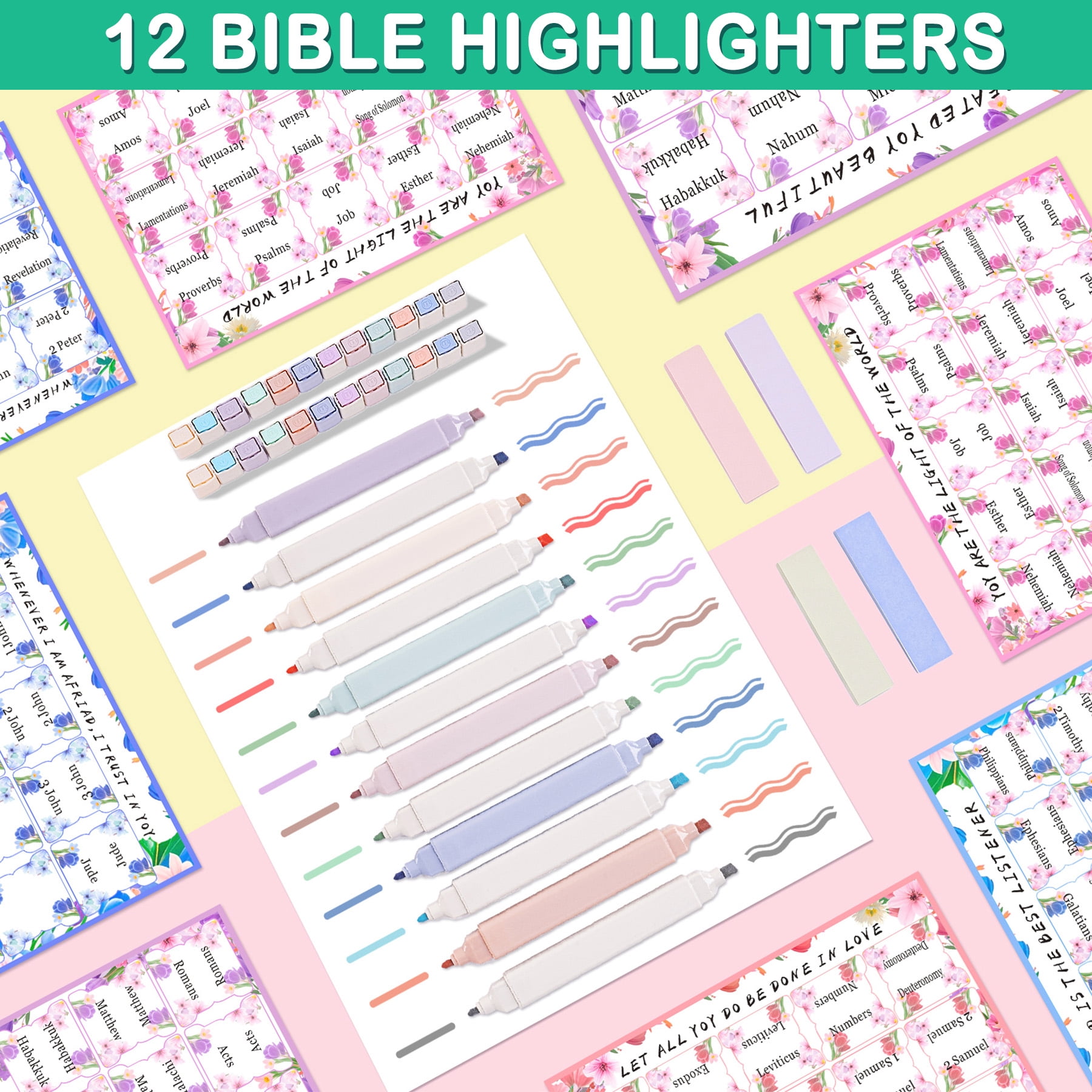Bible Study Supplies Kit with Black Bible Cover Case for Women & Men - Journaling Set Includes No Bleed Highlighters, 75 Bible Tabs, Bookmark Notes Christian Catholic Spiritual Gifts for Mom Friends