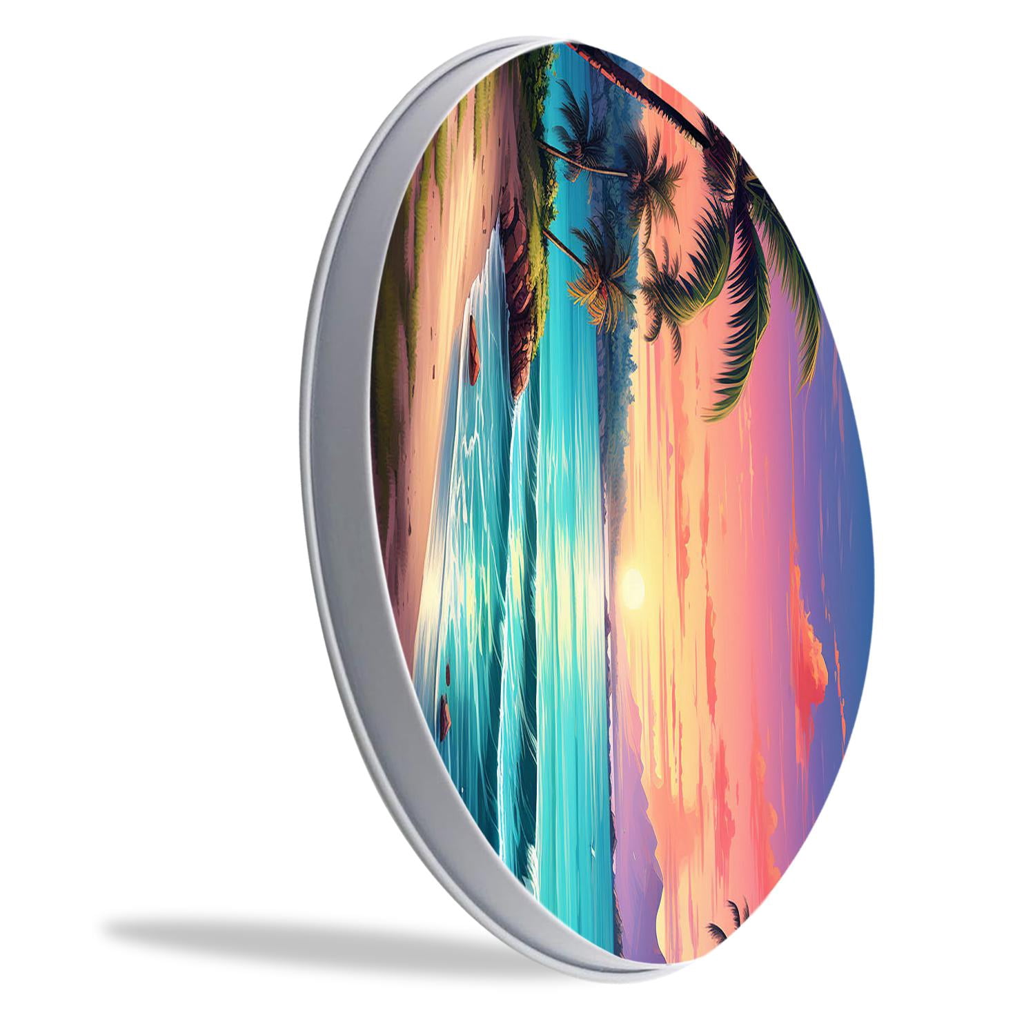 Round Stove Burner Covers 4 Pcs Round Gas Stove Burner Cover 8Inch And 10Inch for ,Hawaii Beach with Palm Trees pattern