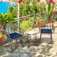 thumbnail image 3 of Gymax 3PCS Rattan Patio Conversation Set Bistro Chat Set w/ Navy Cushions, 3 of 10