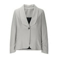 thumbnail image 3 of ZVNAΖH Women's Ruched 3/4 Sleeve Blazers One Button Slim Fit Blazer Lightweight Office Work Suit Jacket, 3 of 8