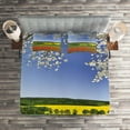 thumbnail image 2 of Ambesonne Colorful Quilted Coverlet 3 Pcs, Poppy Field Landscape, Queen Size, Multicolor, 2 of 2