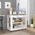 thumbnail image 5 of DeeHome Cala Kitchen Island 46, Six Casters, Two Drawers, Lower Open Shelf -White / Light Oak, 5 of 5