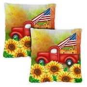 Toland Home Garden Welcome Harvest Truck 18 x 18 Inch Pillow Case, Set of 2