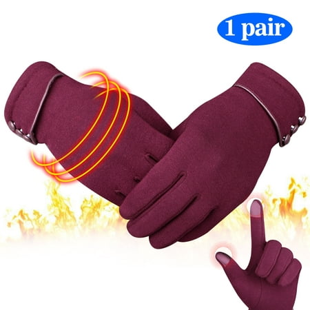 Women Winter Warm Gloves, EEEkit Thumb and Forefinger Touch Screen, Cozy Fleeced Liner, Windproof Waterproof Snowproof fit for Skiing, Camping, Climbing, Riding, Driving and other Winter