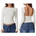 thumbnail image 2 of Camisa de Larga con Cuello Redondo para Mujer, Básica, con Doble Forro y Fruncido Lateral, para Salir XL, 2 of 7