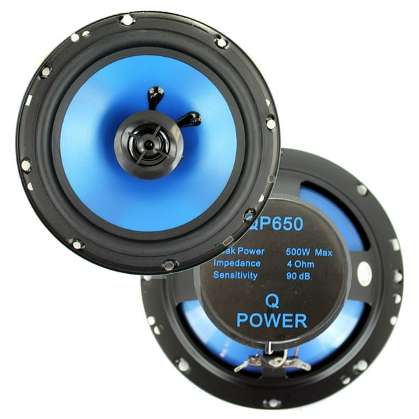 QPower 6.5" 300 Watts 2 Voies Bleu Voiture Audio Haut-Parleurs Coaxiaux Stéréo QP650 (2)