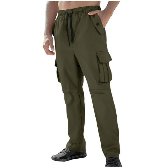 GuangCheng George Men Quick Dry Cargo Pants Elastic Waist Multiple Pockets Durable Lightweight Outdoor Hiking Trousers,Size:M
