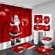 thumbnail image 1 of Paquete de 4 juegos de baño de Navidad con alfombrillas antideslizantes, tapa de inodoro, alfombrilla de baño y cortina de ducha con 12 ganchos para decoración navideña B ER, 1 of 2