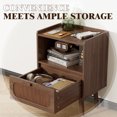 thumbnail image 5 of Gelloan Nightstand, Rattan Drawer Bedside Table with Open Storage, Modern Wooden End Table, for Bedroom, Dorm and Small Spaces,Walnut, 5 of 7