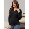 thumbnail image 5 of DARING DIVA Women's Maternity Sweater Ribbed Pullover Polo Sweater S Black, 5 of 8