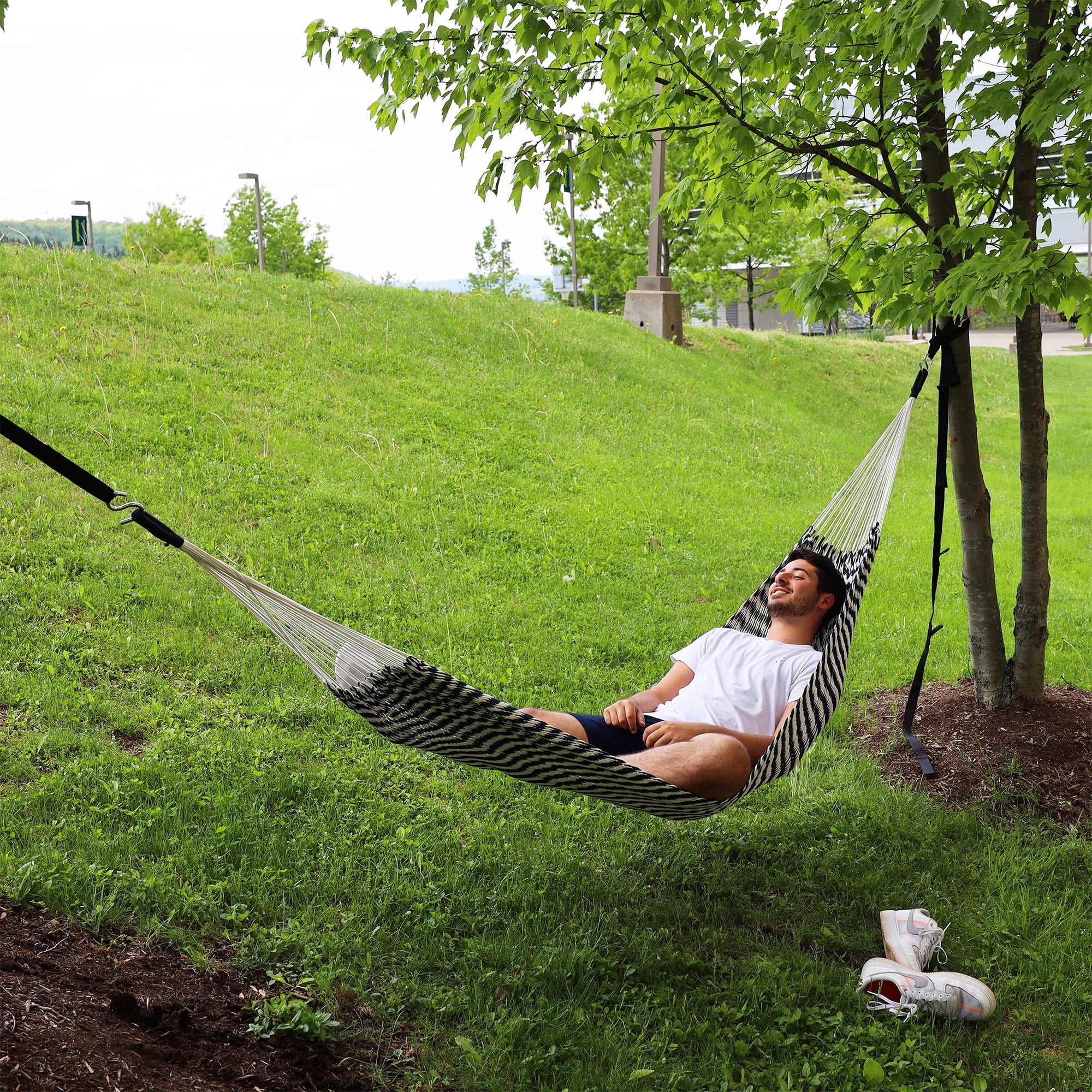BLISS Weekender Rope Hammock - Blue & Natural