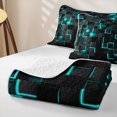thumbnail image 4 of Erosebridal Blue Neon Checkered Bed Spread Queen,Patchwork Geometric Print Queen Coverlet Set For Boys,3-Piece, 4 of 7