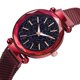 thumbnail image 1 of Reloj de pulsera de cuarzo con correa de malla de aleación y esfera con purpurina con hebilla magnética para mujer (rojo), 1 of 5