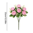 thumbnail image 2 of Fake Flowers Realistic Silkly Rose Bouquet, 7 Stems 12.99 Inch Artificial Faux Flower Arrangement No Fade, Waterproof for Wedding Bridal Bouquets, Photography, Home Centerpieces Decor, 2 of 6