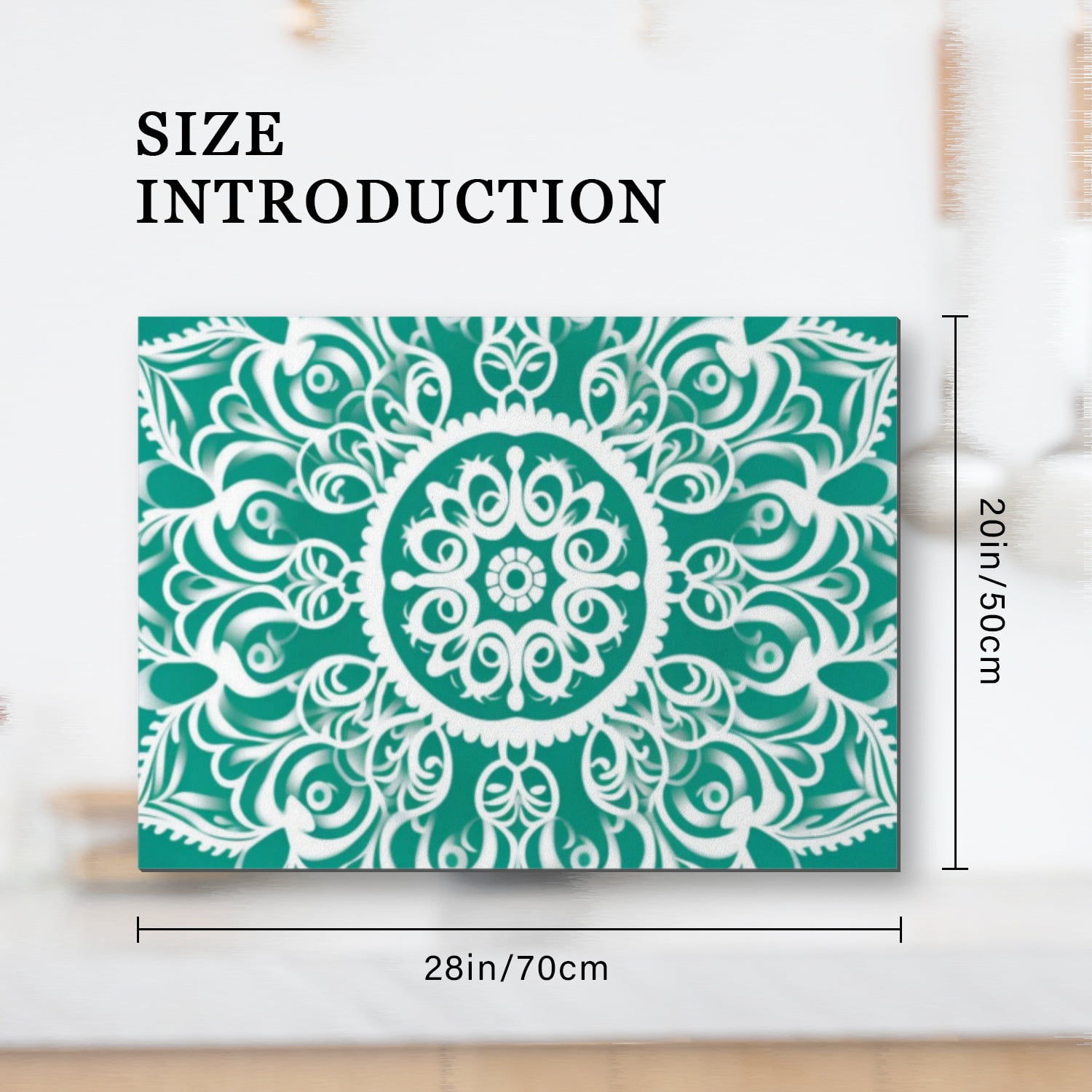 Stove Top Covers For Electric Stoves, Green and White Mandala Pattern Design Heat Resistant Cooktop Protector Mat, Square Durable Foldable Kitchen Decor Pad for Kitchen RV (28×20 Inch)