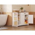 thumbnail image 3 of Asofer 42" Kitchen Pantry Storage Cabinet with Guardrail Space, Sideboard Buffet with 3 Doors & 1 Drawer, Retro, 3 of 7