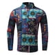 thumbnail image 1 of Playeras Blusa de otoño Camisa de pie de cuello largo Impreso Camisas de manga étnica para hombres (Blue, S), 1 of 4