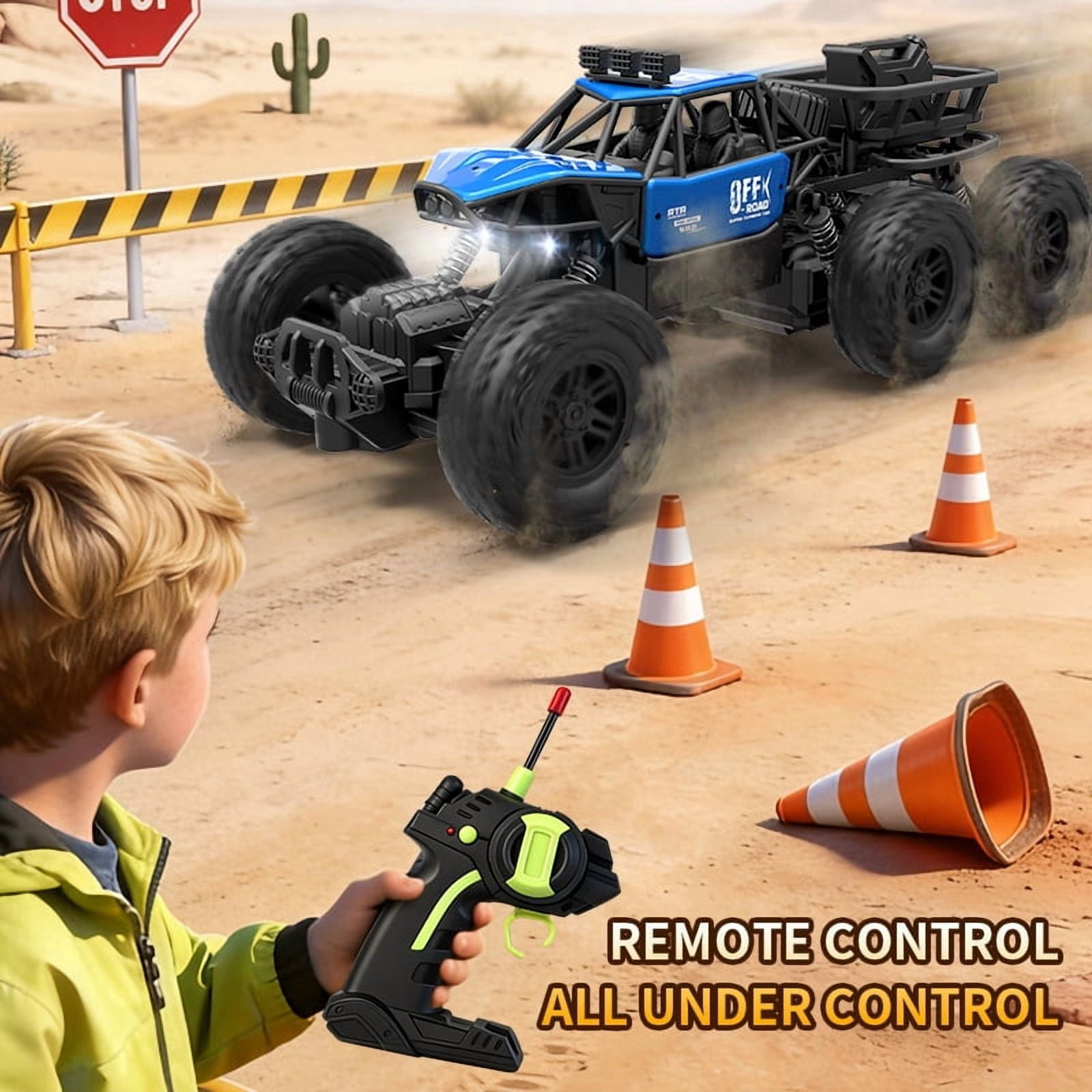 Alloy Rock-Climbing 6-Wheel RC Car - 1:12 Scale 2.4GHz 4WD Off-Road Truck with Dual Magnetic Motors, Independent Suspension   Non-Slip Tires(Blue)