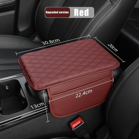 Hotpom car center console armrest cushion with Storage Pocket, Waterproof & Anti-Scratch Elbow Pillow Armrest Seat Box Protector, automotive interior decorative accessories, Red