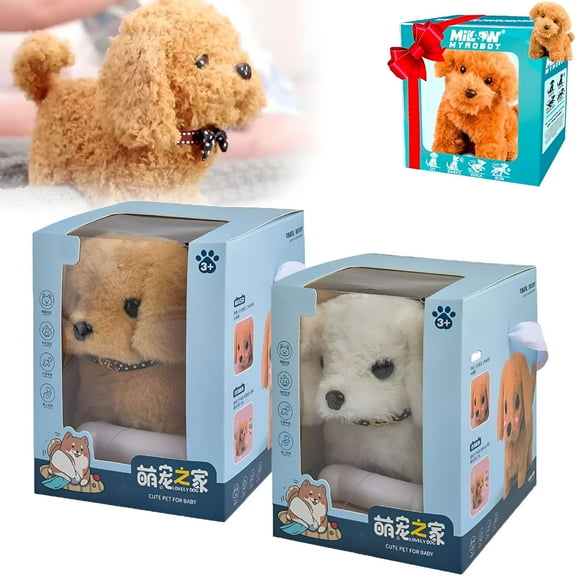 BESTSKY Realistic Robot Puppy,Interactive Toy Dog,Electric Simulation Plush Pet Toy,Walks and Barks (2-1)