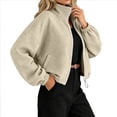 thumbnail image 2 of Antinious Women Casual Zip Jacket Collar Drawstring Pocket Solid Long Sleeve Comfy, 2 of 5