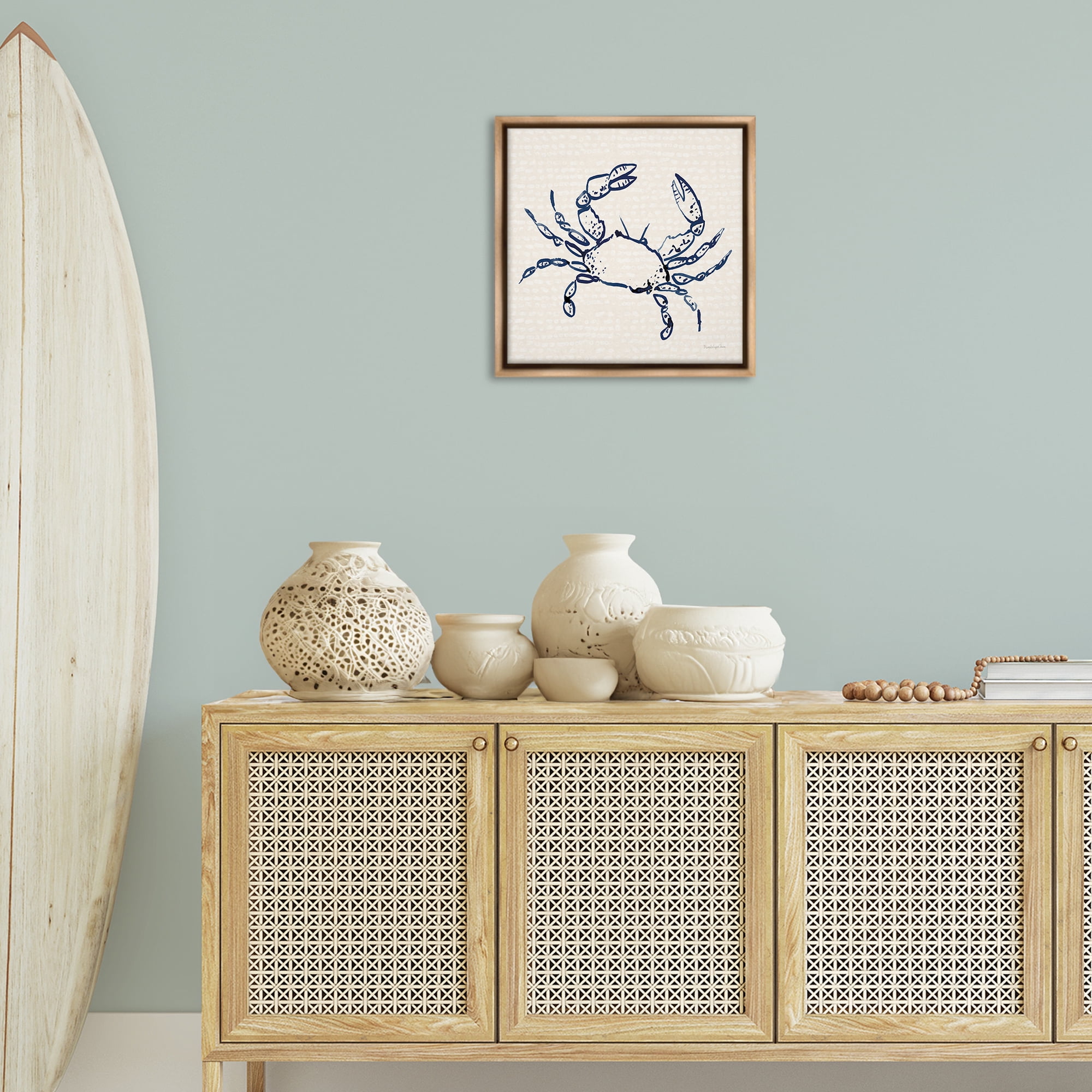Stupell Industries Crab with Dotted Background Animals & Insects Painting Brown Floater Framed Canvas Art Print Wall Art, 18 x 18