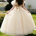 thumbnail image 4 of FRSASU Girls Flower Princess Dress Pageant Lace Embroidery Floral Tulle Dress Sleeveless Wedding Party Prom Evening Maxi Dress Beige, 4 of 6