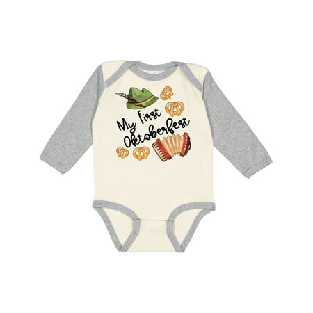 

Inktastic My 1st Oktoberfest Green Hat Accordion and Pretzels Gift Baby Boy or Baby Girl Long Sleeve Bodysuit