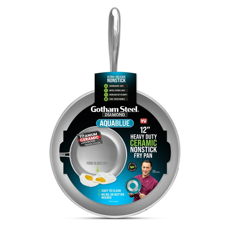 Gotham Steel 12 Nonstick Frying Pan, 100% PFOA Free Chef’s Skillet, Aqua  Blue