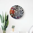 thumbnail image 4 of 14 Inch Wall Clock Battery Operated Silent Clock Decorative for Office, Kitchen, Outdoor, Living Room，Zebra Leaves Lovely, 4 of 4
