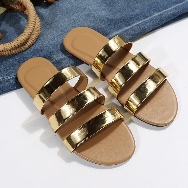 Zapatillas cómodas de moda para mujer, zapatos de verano, novedad de 2023, zapatillas informales, zapatos de mujer con cabeza redonda exterior deslizante, Sandal38 Gao Jinjia LED