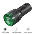 thumbnail image 5 of Unique Bargains 3pcs Pilot Light AC/DC 12V Panel Indicator Flashing Alarm with Buzzer, Green LED, 5 of 5
