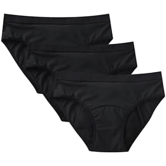 Maxim® Period Underwear for Women Bikini Leak Proof Menstrual Underwear Medium Absorbency Reusable Cotton Period Panties for Teens Postpartum and Bladder Leak Protection (XXLarge, Black) 3 Packs