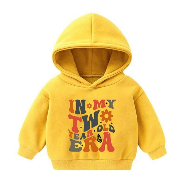 Sweat à Capuche Tendance 3-8 Ans pour Bébé Fille et Garçon, Manches Longues, Imprimé, Jaune