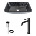 thumbnail image 2 of VIGO Glass Rectangular Vessel Bathroom Sink in Onyx Gray with Lexington Faucet and Pop-Up Drain in Matte Black, 2 of 10