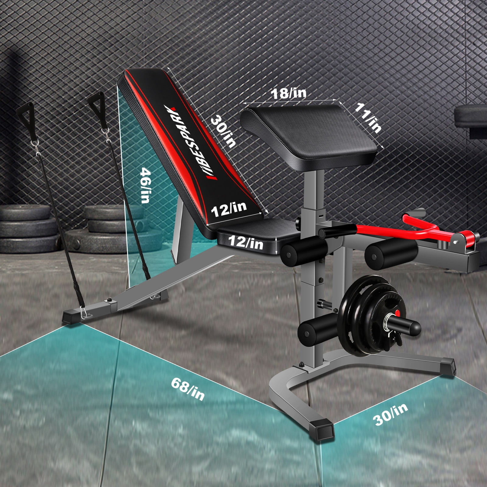 VIBESPARK 900LBS 6-in-1 Workout Bench, Adjustable Weight Bench Press Set with Leg Extension & Leg Curl & Preacher Curl Pad, Multi-function Weight Bench for Home Gym Dumbbell Exercise