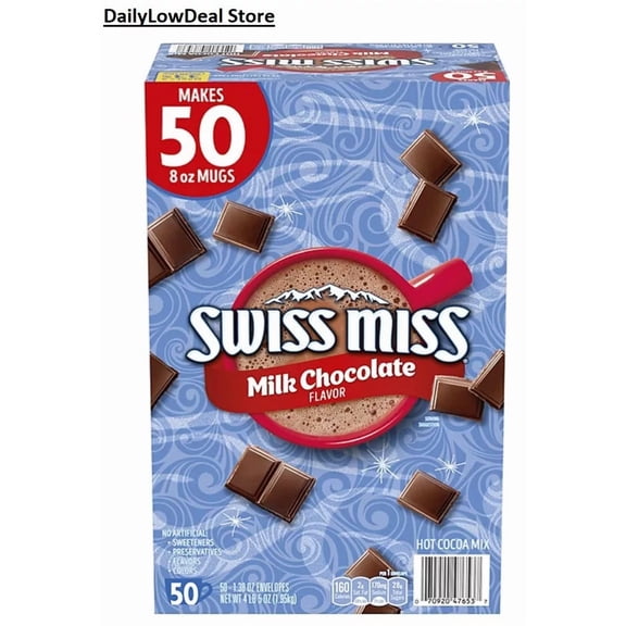 50 Count Swiss Miss Milk Chocolate Hot Cocoa Mix 1.38 oz Packets Envelopes FRESH