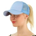 thumbnail image 2 of C.C Ponytail Messy Buns Trucker Ponycaps Plain Baseball Visor Cap Dad Hat Lt. Blue, 2 of 5