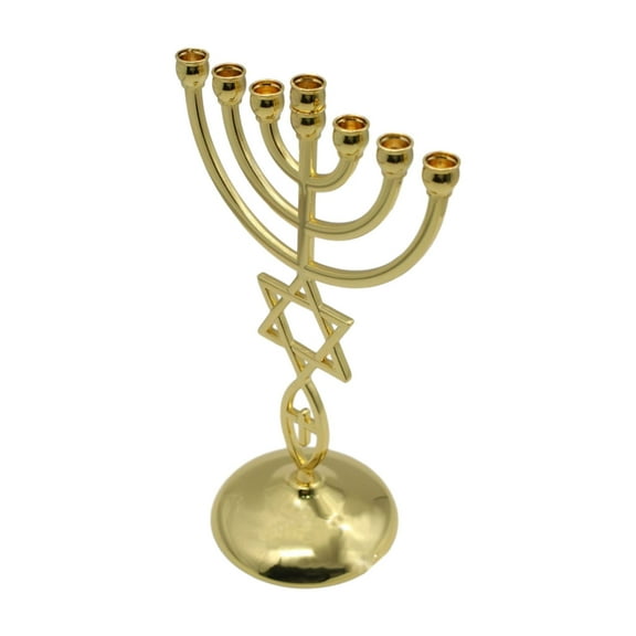 Jewish Candlestick Metal Candle Holder 7 Branch Candle Stand Gold Color Traditional Candelabra Menorah Home Decorations