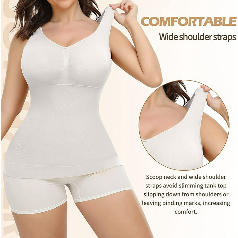 FITVALEN Women's Camisole with Built in Bra Shapewear Tank Top Cami  Slimming Compression Undershirt