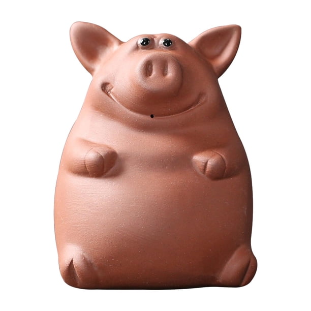 Figura decorativa de cerdito de cerámica en miniatura para té, estatua de animal pequeño. Rojo