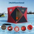 thumbnail image 3 of Garvee Pop up Ice Fishing Shelter and Insulated Ice Fishing Tent with 49ft LED Light Strip, Windproof Portable Hub Design, Fits 3-4 People, 35 Sq Ft Fishable Area, Red+Black, 3 of 8